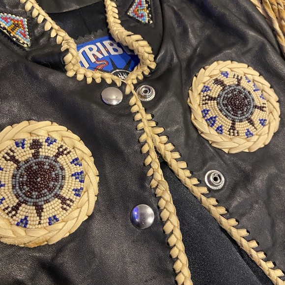 Tribe America NEW Women’s Leather Vest With Fringe Bone Bead Work Made In USA 12 - Picture 9 of 16